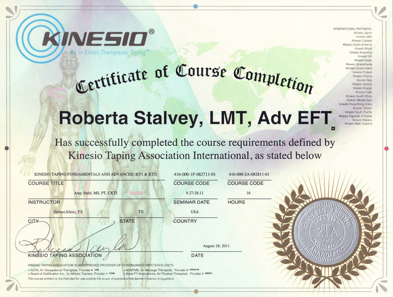 Kinesio Taping Certificate of Completion